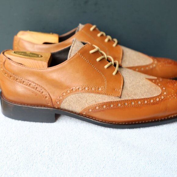 Paul Fredrick 8.5-M Cognac Spectator Oxford Mens Dress Shoes - Picture 7 of 14